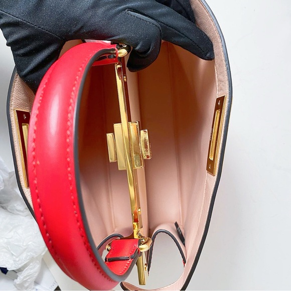 Fendi Red Leather Peekaboo Handbag - Picture 8 of 12